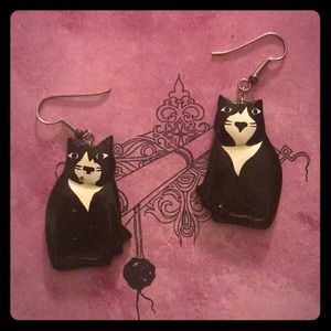 Cat earrings. Hand crafted. Wood. From Art Fair